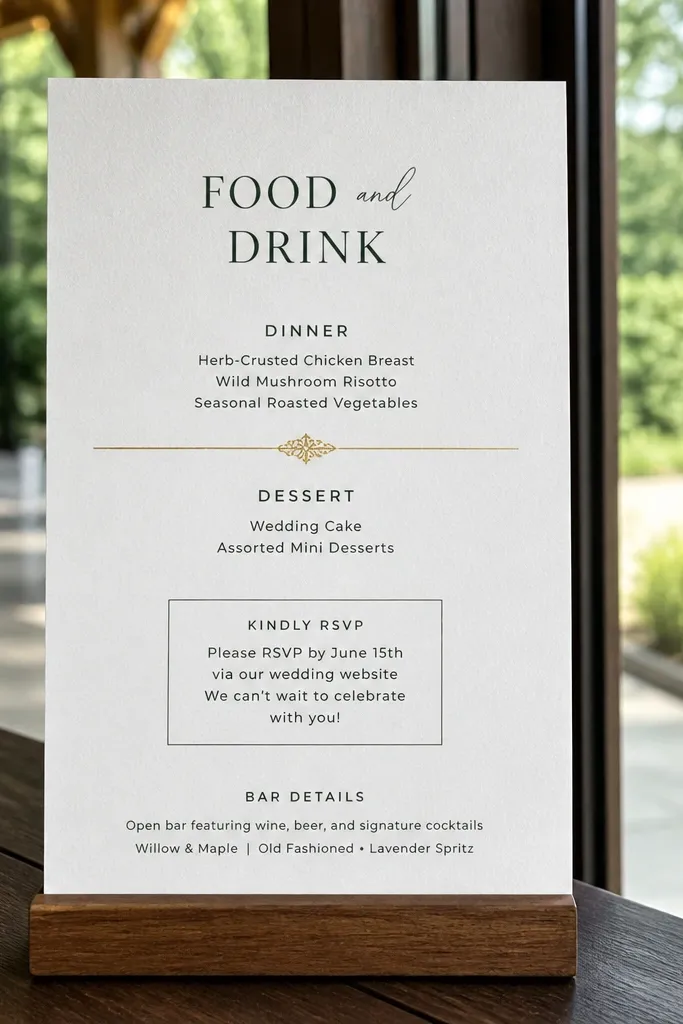 Food and Drink Wedding Invitation Card Design Wording