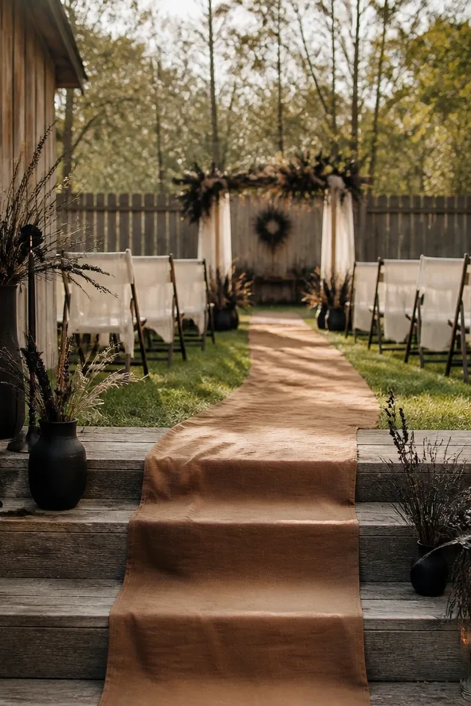 Oat milk drapery with spicy cinnamon florals and modern soft black wrought iron accents