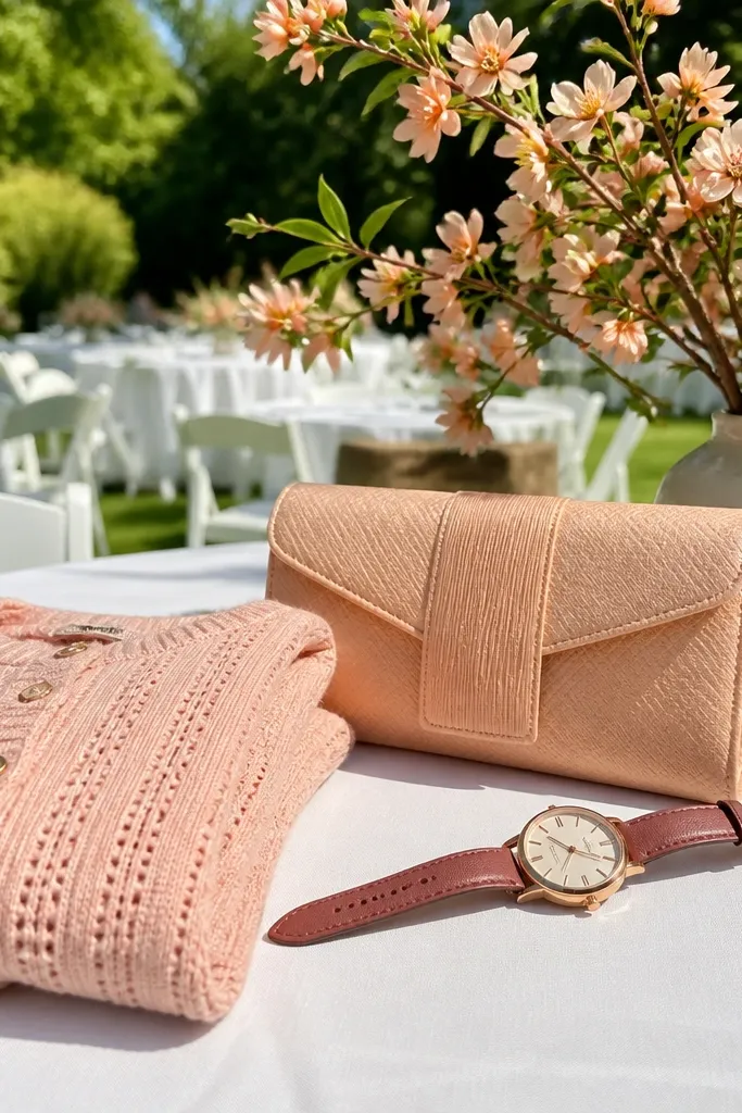 Sweet peach ranunculus with soft pink napkins and cocoa rose floral accents